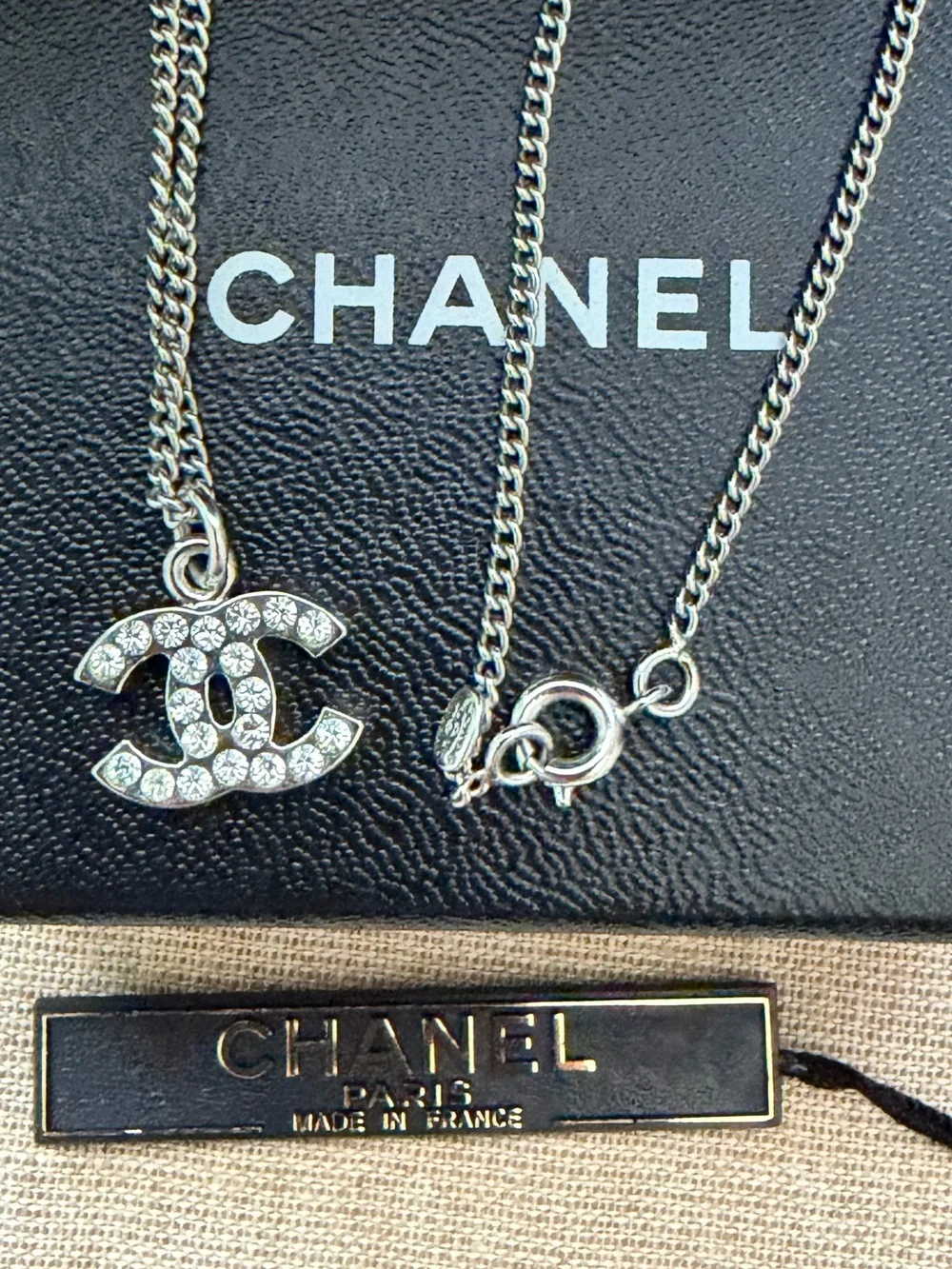 CHANEL Crystal CC Pendant Necklace